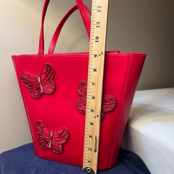 Stuart Weitzman Papillion Red Leather Handbag - Picture 14 of 14
